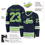 Custom Navy Neon Green-White Hockey Jersey