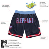 Custom Navy Light Blue-Red Authentic Throwback Basketball Shorts