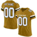 Custom Old Gold White-Black Mesh Authentic Football Jersey