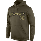 Custom Stitched Olive Camo-Black Sports Pullover Sweatshirt Salute To Service Hoodie