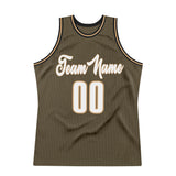 Custom Olive White-Old Gold Authentic Throwback Salute To Service Basketball Jersey