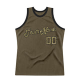 Custom Olive Camo-Black Authentic Throwback Salute To Service Basketball Jersey