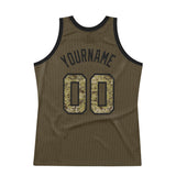 Custom Olive Camo-Black Authentic Throwback Salute To Service Basketball Jersey