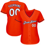 Custom Orange White-Navy Authentic Baseball Jersey
