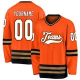 Custom Orange White-Black Hockey Jersey