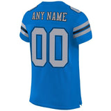 Custom Panther Blue Light Gray-Black Mesh Authentic Football Jersey