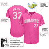 Custom Pink White Authentic Baseball Jersey