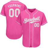 Custom Pink White Authentic Baseball Jersey