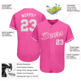 Custom Pink White Authentic Baseball Jersey