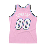 Custom Light Pink White-Light Blue Authentic Throwback Basketball Jersey