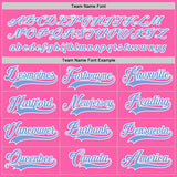 Custom Pink Light Blue-White Hockey Jersey