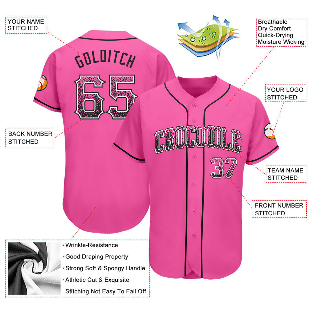 Custom Pink Black-White Authentic Drift Fashion Baseball Jersey