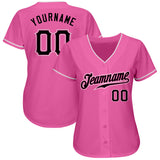 Custom Pink Black-White Authentic Baseball Jersey
