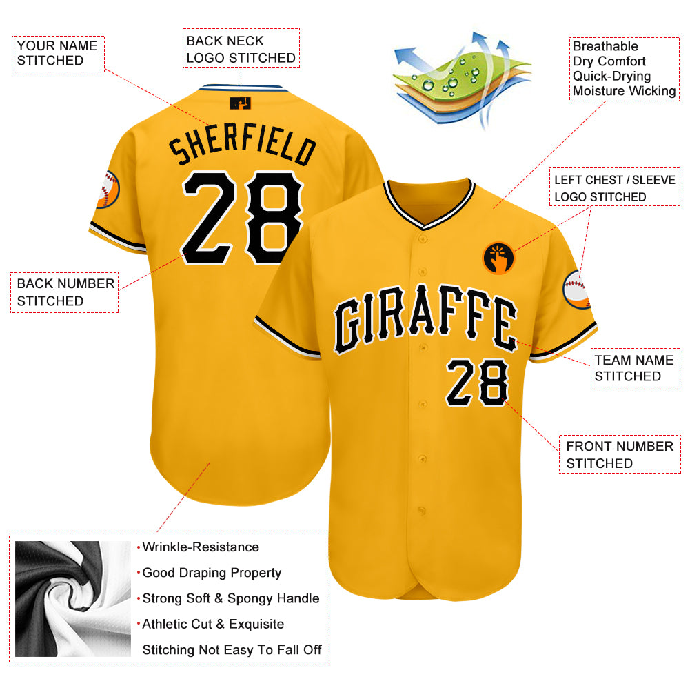 Custom Gold Black-White Baseball Jersey – FanCustom