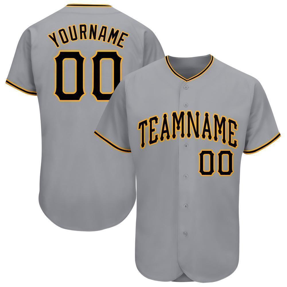 Custom Gray Black-Gold Baseball Jersey