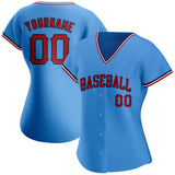 Custom Powder Blue Red-Navy Authentic Baseball Jersey