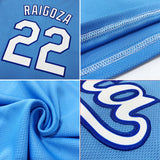 Custom Powder Blue White-Orange Authentic Throwback Rib-Knit Baseball Jersey Shirt