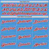 Custom Powder Blue Red-White Performance T-Shirt