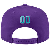 Custom Purple Aqua-White Stitched Adjustable Snapback Hat