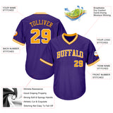 Custom Purple Gold-White Authentic Throwback Rib-Knit Baseball Jersey Shirt