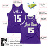 Custom Purple White-Gray Authentic Throwback Basketball Jersey