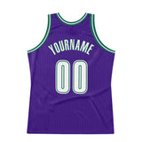 Custom Purple White-Kelly Green Authentic Throwback Basketball Jersey