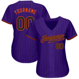 Custom Purple Black Pinstripe Black-Orange Authentic Baseball Jersey