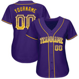 Custom Purple Gold-White Authentic Drift Fashion Baseball Jersey