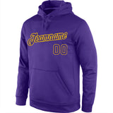 Custom Stitched Purple Purple-Gold Sports Pullover Sweatshirt Hoodie