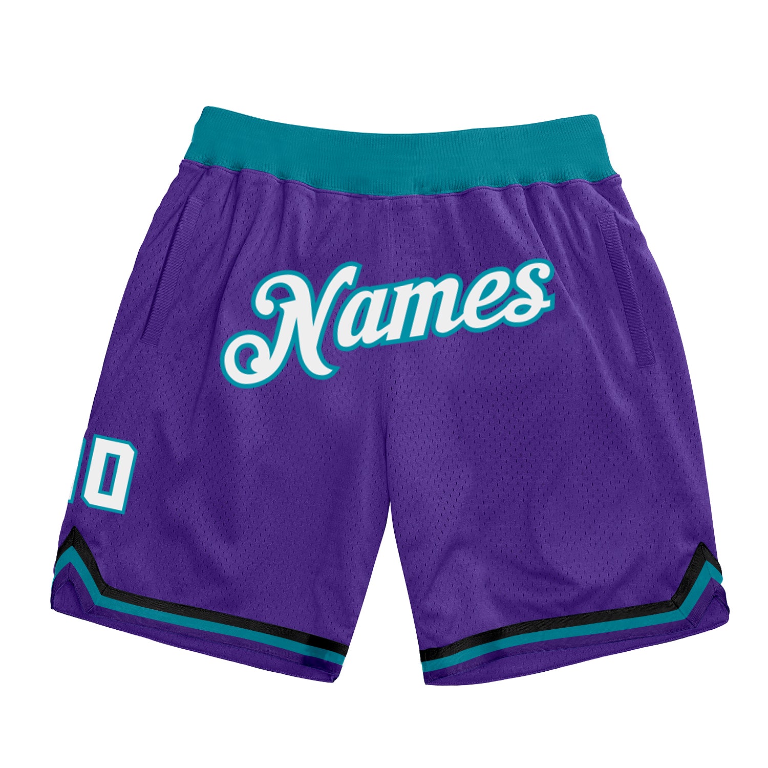 Custom Purple White-Teal Authentic Throwback Basketball Shorts