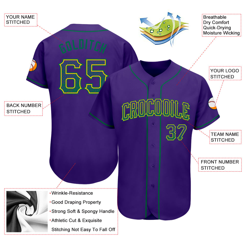 Custom Purple Kelly Green-Gold Authentic Drift Fashion Baseball Jersey