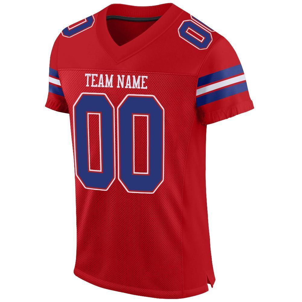 Custom Red Royal-White Mesh Authentic Football Jersey