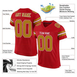 Custom Red Old Gold-White Mesh Authentic Football Jersey