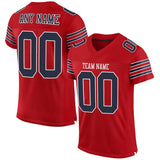 Custom Red Navy-White Mesh Authentic Football Jersey