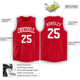 Custom Red White Round Neck Basketball Jersey