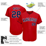 Custom Red Navy-White Authentic Baseball Jersey