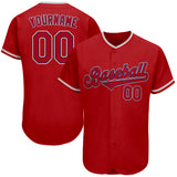 Custom Red Red-Navy Authentic Baseball Jersey