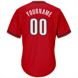 Custom Red White-Black Authentic Throwback Rib-Knit Baseball Jersey Shirt