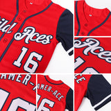 Custom Red White-Navy Authentic Two Tone Baseball Jersey