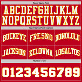 Custom Red White-Gold Authentic Throwback Basketball Shorts