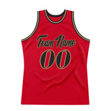 Custom Red Black-Old Gold Authentic Throwback Basketball Jersey