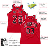 Custom Red Black-White Authentic Throwback Basketball Jersey