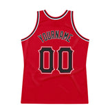 Custom Red Black-White Authentic Throwback Basketball Jersey