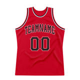 Custom Red Black-White Authentic Throwback Basketball Jersey