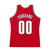 Custom Red White-Navy Authentic Throwback Basketball Jersey