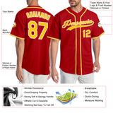 Custom Red Gold-White Authentic Baseball Jersey