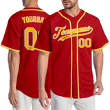 Custom Red Gold-White Authentic Baseball Jersey