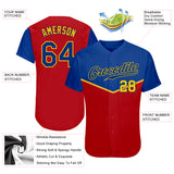 Custom Red Royal-Gold 3D Pattern Design Multicolor Authentic Baseball Jersey