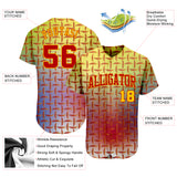 Custom Red Red-Gold 3D Pattern Design Authentic Baseball Jersey