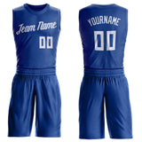 Custom Royal White Round Neck Suit Basketball Jersey